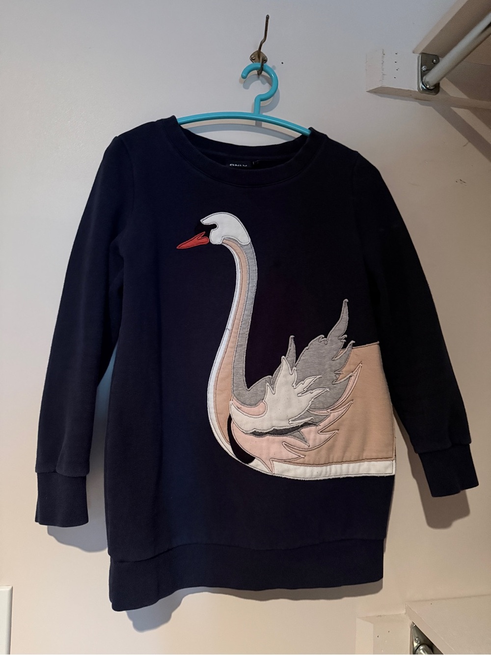 Only Navy Sweatshirt with Swan Applique